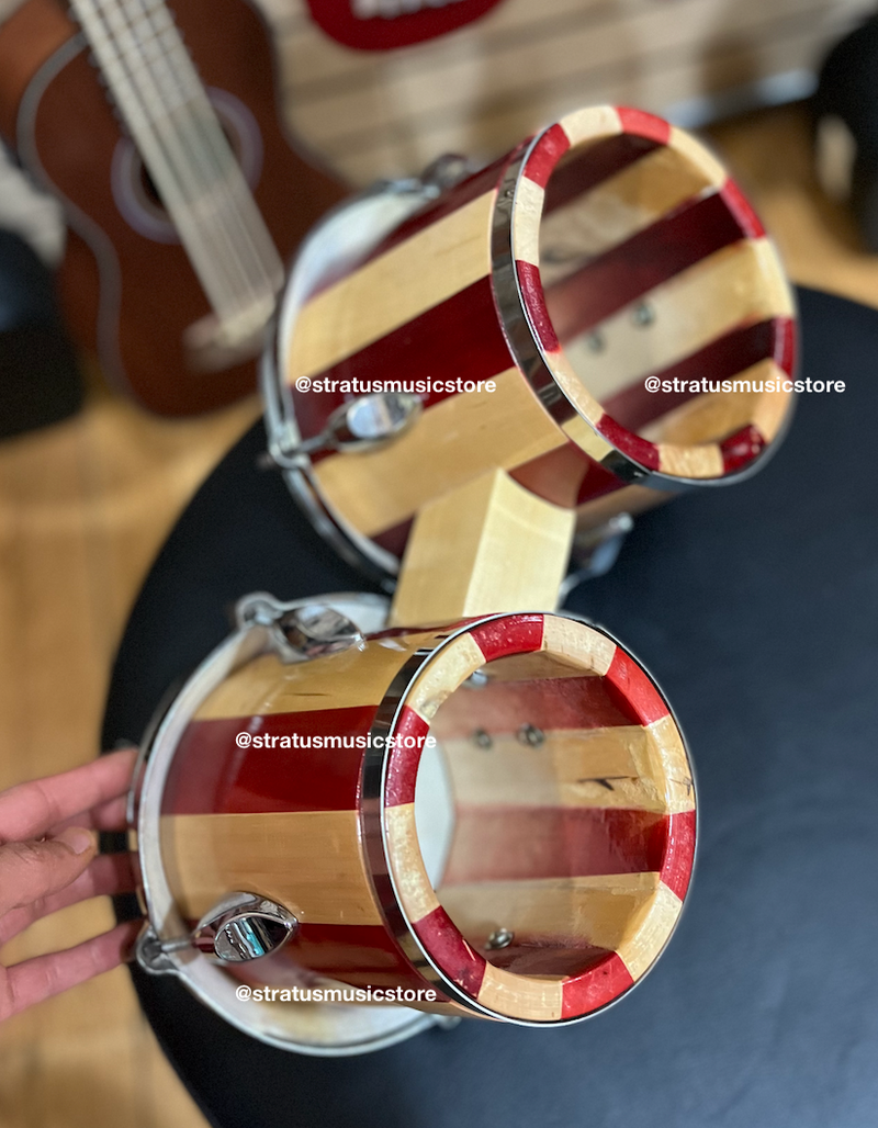 BONGOS PEACE NATURAL FRANJAS ROJAS CUERO SINTETICO