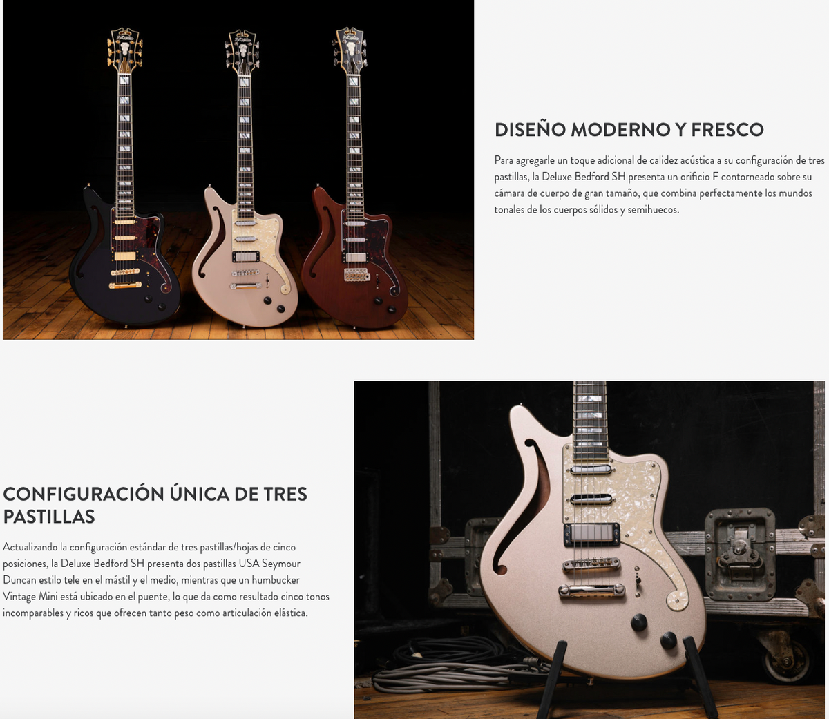 GUITARRA ELECTRICA SEMIHUECA D'ANGELICO BEDFORD DELUXE MATTE WALNUT