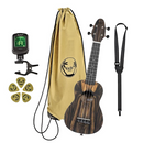 PAQUETE UKULELE SOPRANO ORTEGA TAPA EBANO BLANCO